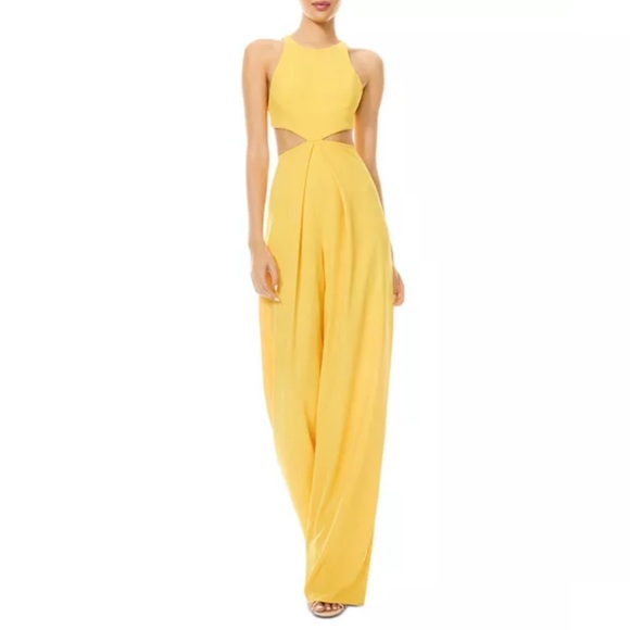 ALICE + OLIVIA CARA CUTOUT JUMPSUIT SIZE 8 GOLDEN ROD